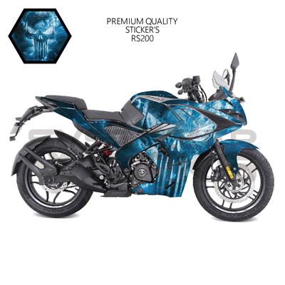 BAJAJ RS200 Sticker Kaplama Punisher Motor Kaplama Modeli Hazır Kit 