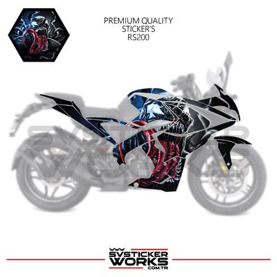 BAJAJ RS200 Sticker Kaplama Venom Motor Kaplama Modeli Hazır Kit 