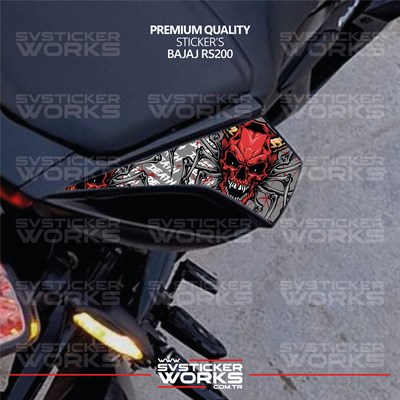 BAJAJ RS200 Sticker Kuyruk Kaplama Sağ Ve Sol Death Desenli Etiket Sticker Modeli