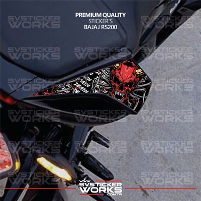 BAJAJ RS200 Sticker Kuyruk Kaplama Sağ Ve Sol Death Desenli Etiket Sticker Modeli