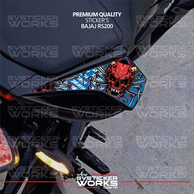 BAJAJ RS200 Sticker Kuyruk Kaplama Sağ Ve Sol Death Desenli Etiket Sticker Modeli
