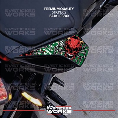 BAJAJ RS200 Sticker Kuyruk Kaplama Sağ Ve Sol Death Desenli Etiket Sticker Modeli