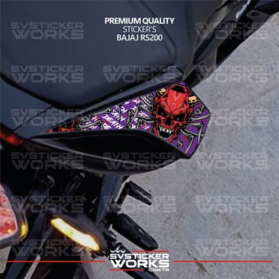 BAJAJ RS200 Sticker Kuyruk Kaplama Sağ Ve Sol Death Desenli Etiket Sticker Modeli