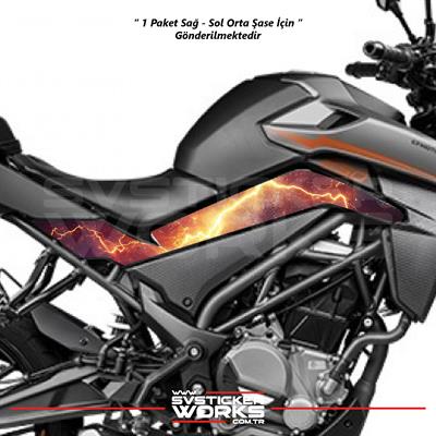 CFMOTO 250NK Orta Şase Kaplama Kırmızı Şimşek Desen Sticker