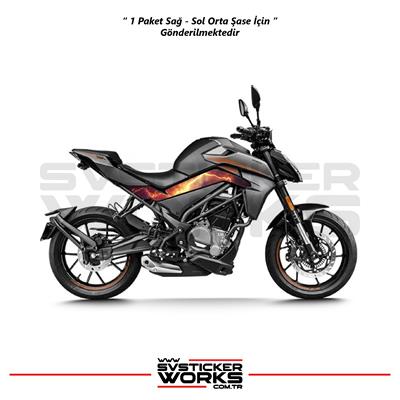 CFMOTO 250NK Orta Şase Kaplama Kırmızı Şimşek Desen Sticker
