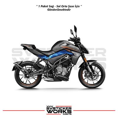 CFMOTO 250NK Orta Şase Kaplama Mavi Şimşek Desen Sticker