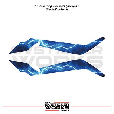 CFMOTO 250NK Orta Şase Kaplama Mavi Şimşek Desen Sticker