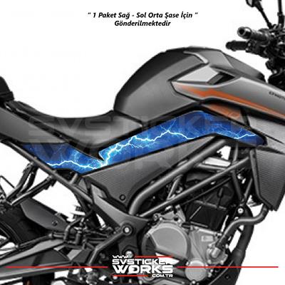 CFMOTO 250NK Orta Şase Kaplama Mavi Şimşek Desen Sticker