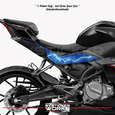 CFMOTO 250SR Orta Şase Kaplama Mavi Şimşek Desen Sticker