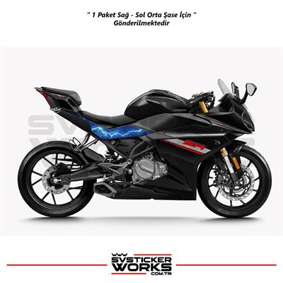 CFMOTO 250SR Orta Şase Kaplama Mavi Şimşek Desen Sticker