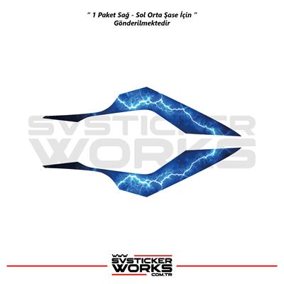 CFMOTO 250SR Orta Şase Kaplama Mavi Şimşek Desen Sticker