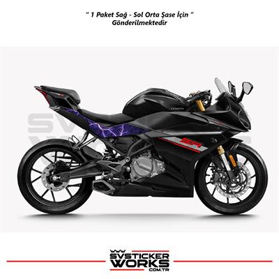 CFMOTO 250SR Orta Şase Kaplama Mor Şimşek Desen Sticker