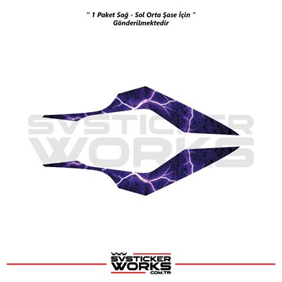 CFMOTO 250SR Orta Şase Kaplama Mor Şimşek Desen Sticker