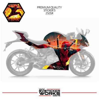 CFMOTO 250SR Sticker Kaplama Deadpool Desen Motor Kaplama Modeli Hazır Kit 