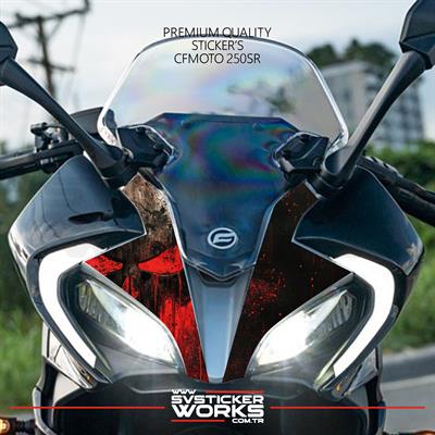 CFMOTO 250SR Sticker Ön Kafa Kaplama Modeli Hazır Kit Punisher Sticker Desen Kaplama