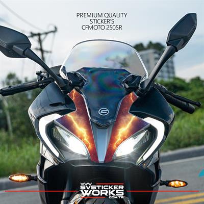 CFMOTO 250SR Sticker Ön Kafa Kaplama Modeli Hazır Kit Şimşek Sticker Desen Kaplama