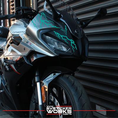 CFMOTO 250SR Sticker Ön Kafa Şimşek Desen Dekor Sticker Modeli