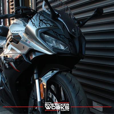 CFMOTO 250SR Sticker Ön Kafa Şimşek Desen Dekor Sticker Modeli