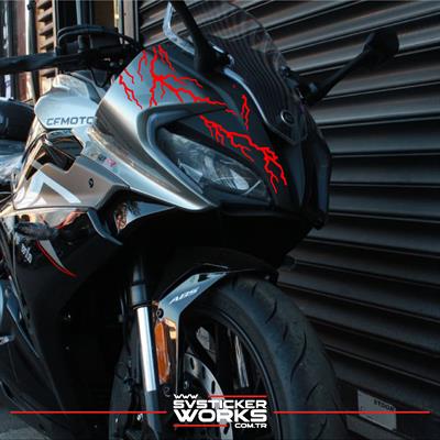 CFMOTO 250SR Sticker Ön Kafa Şimşek Desen Dekor Sticker Modeli