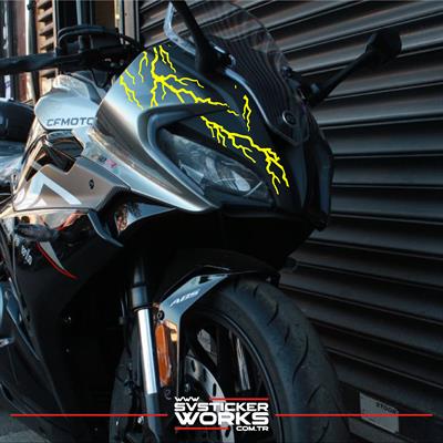 CFMOTO 250SR Sticker Ön Kafa Şimşek Desen Dekor Sticker Modeli