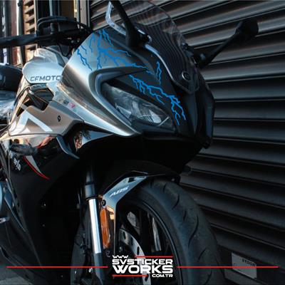 CFMOTO 250SR Sticker Ön Kafa Şimşek Desen Dekor Sticker Modeli
