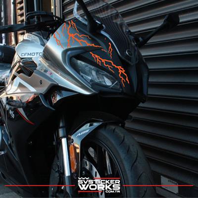 CFMOTO 250SR Sticker Ön Kafa Şimşek Desen Dekor Sticker Modeli