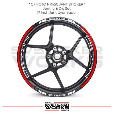 CFMOTO 450NK Jant Sticker Jant İç Yazı Ve Dış Şerit 24lü Set Sticker Etiket