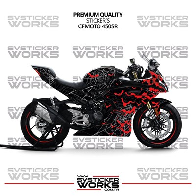 CFMOTO 450SR Kaplama Sticker Crimson Web Design Motor Kaplama Modeli Hazır Kit Tüm Modeller Uyumlu 