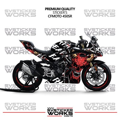 CFMOTO 450SR Kaplama Sticker Death Design Motor Kaplama Modeli Hazır Kit Tüm Modeller Uyumlu 