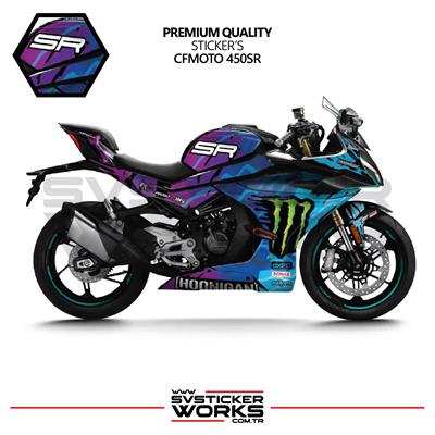 CFMOTO 450SR Kaplama Sticker Fabio Design Motor Kaplama Modeli Hazır Kit Tüm Modeller Uyumlu Turkuaz Mor Mavi
