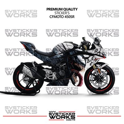 CFMOTO 450SR Kaplama Sticker Venom Design Motor Kaplama Modeli Hazır Kit Tüm Modeller Uyumlu 