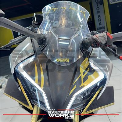 CFMOTO 450SR Ön Kafa Sticker RR Design Gold Sticker Etiket