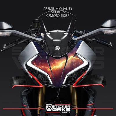 CFMOTO 450SR Sticker Ön Kafa Kaplama Modeli Hazır Kit Kırmızı Şimşek Desen Kaplama