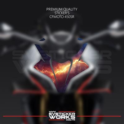 CFMOTO 450SR Sticker Ön Kafa Kaplama Modeli Hazır Kit Kırmızı Şimşek Desen Kaplama