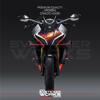 CFMOTO 450SR Sticker Ön Kafa Kaplama Modeli Hazır Kit Kırmızı Şimşek Desen Kaplama