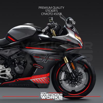 CFMOTO 450SR Sticker Ön Kafa Kaplama Modeli Hazır Kit Kırmızı Şimşek Desen Kaplama