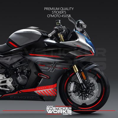 CFMOTO 450SR Sticker Ön Kafa Kaplama Modeli Hazır Kit Mavi Şimşek Desen Kaplama