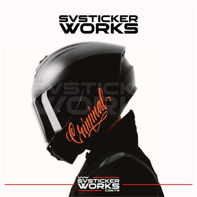 Criminal Yazılı Kask Sticker Tüm Kasklar Uyumlu Tek Yön 1 Adet