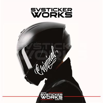 Criminal Yazılı Kask Sticker Tüm Kasklar Uyumlu Tek Yön 1 Adet