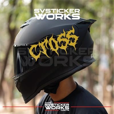 Cross Yazılı Kask Sticker Tüm Kasklar Uyumlu Tek Yön 1 Adet