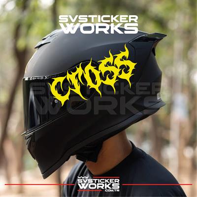 Cross Yazılı Kask Sticker Tüm Kasklar Uyumlu Tek Yön 1 Adet