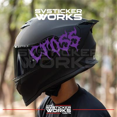 Cross Yazılı Kask Sticker Tüm Kasklar Uyumlu Tek Yön 1 Adet