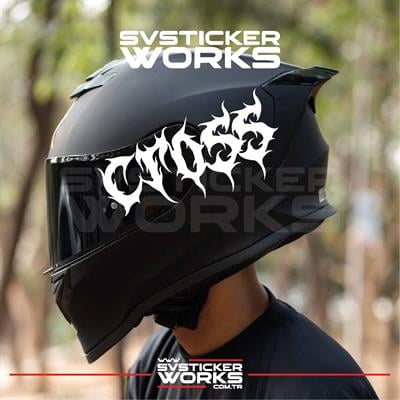 Cross Yazılı Kask Sticker Tüm Kasklar Uyumlu Tek Yön 1 Adet