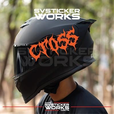 Cross Yazılı Kask Sticker Tüm Kasklar Uyumlu Tek Yön 1 Adet