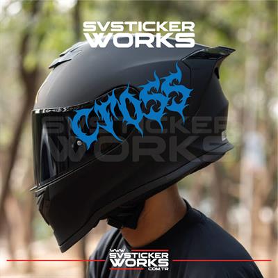 Cross Yazılı Kask Sticker Tüm Kasklar Uyumlu Tek Yön 1 Adet
