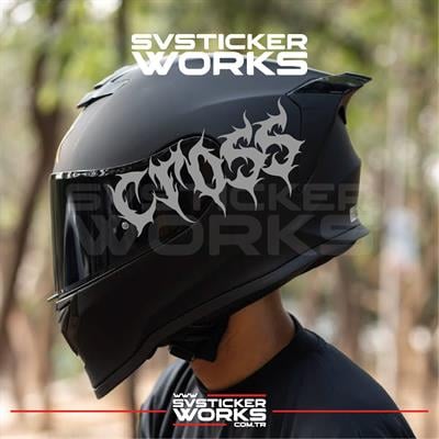 Cross Yazılı Kask Sticker Tüm Kasklar Uyumlu Tek Yön 1 Adet