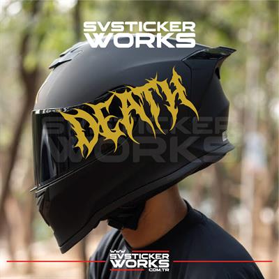 Death Yazılı Kask Sticker Tüm Kasklar Uyumlu Tek Yön 1 Adet
