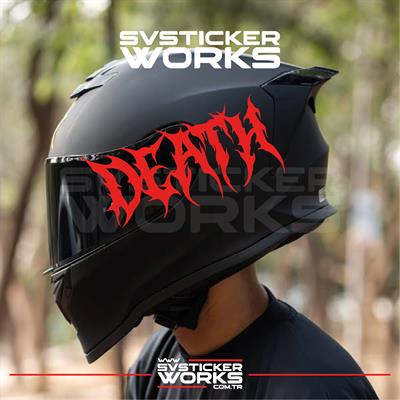 Death Yazılı Kask Sticker Tüm Kasklar Uyumlu Tek Yön 1 Adet