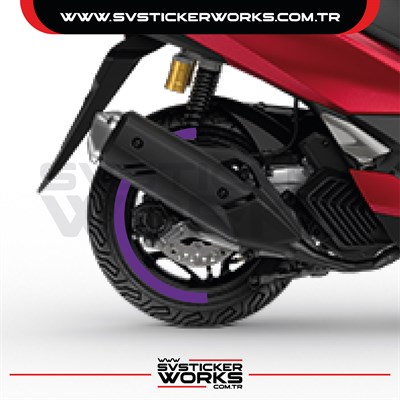 Honda PCX Jant Kaplama Motosiklet Jant Kaplama Şeridi 13-14 İnch Uyumlu PCX Tüm Yıllar Mor Renk
