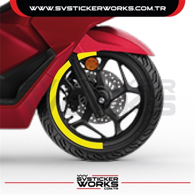 Honda PCX Jant Kaplama Motosiklet Jant Kaplama Şeridi 13-14 İnch Uyumlu PCX Tüm Yıllar Sarı Renk
